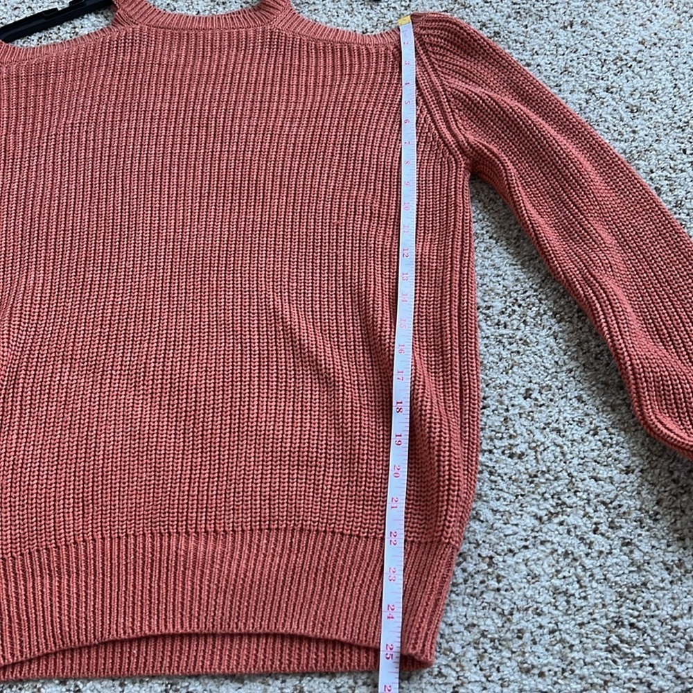 collections by celeze Women's coral Cold Shoulder Sweater - Picture 7 of 7